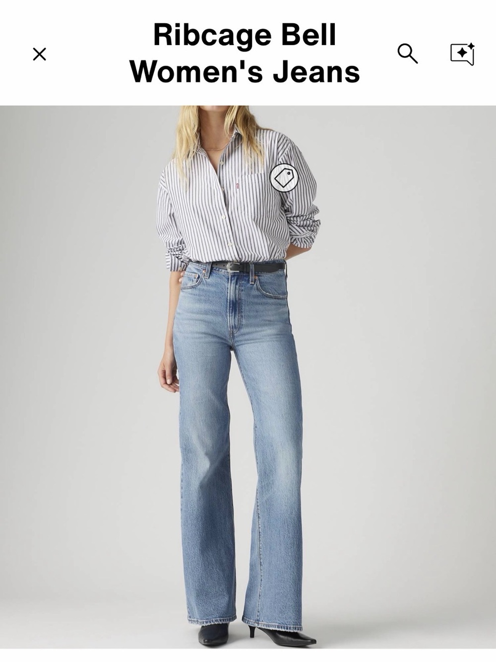 Levi's Ribcage Bell Jeans — Light Blue Wash size 28